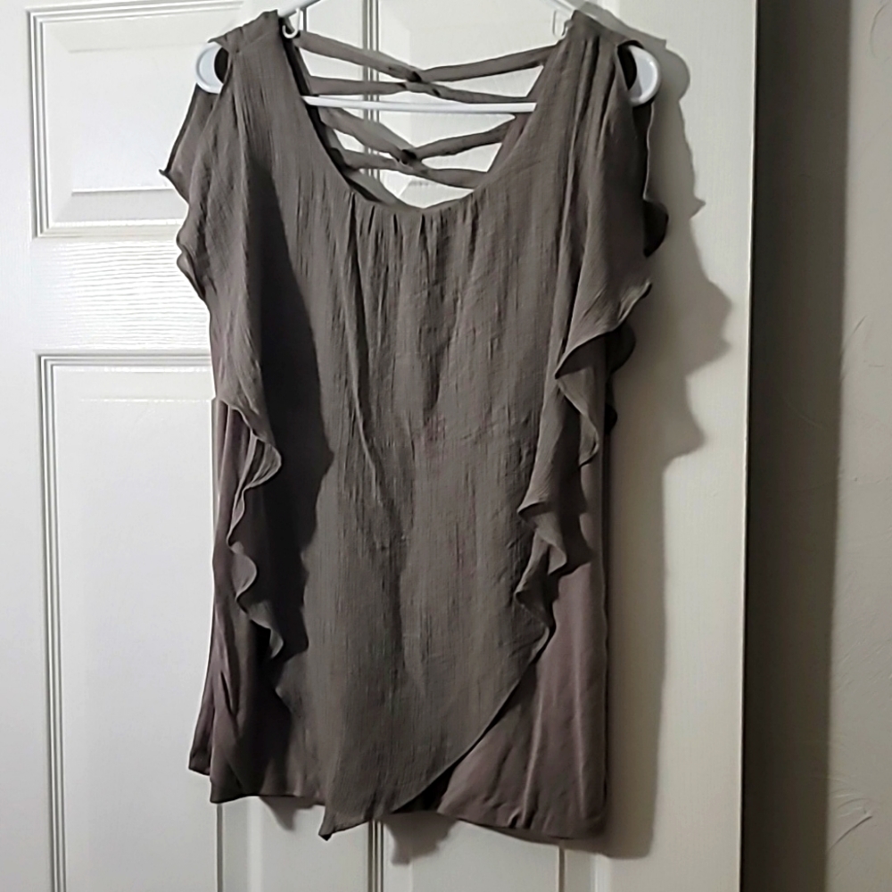 Dark Grey Handkerchief Front Layer, Crisscross back